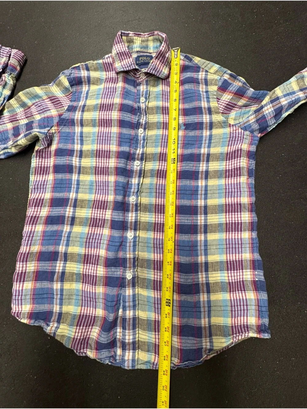 Polo by Ralph Lauren linen Plaid Button-Down Shirt (Blue, Yellow, Burgundy